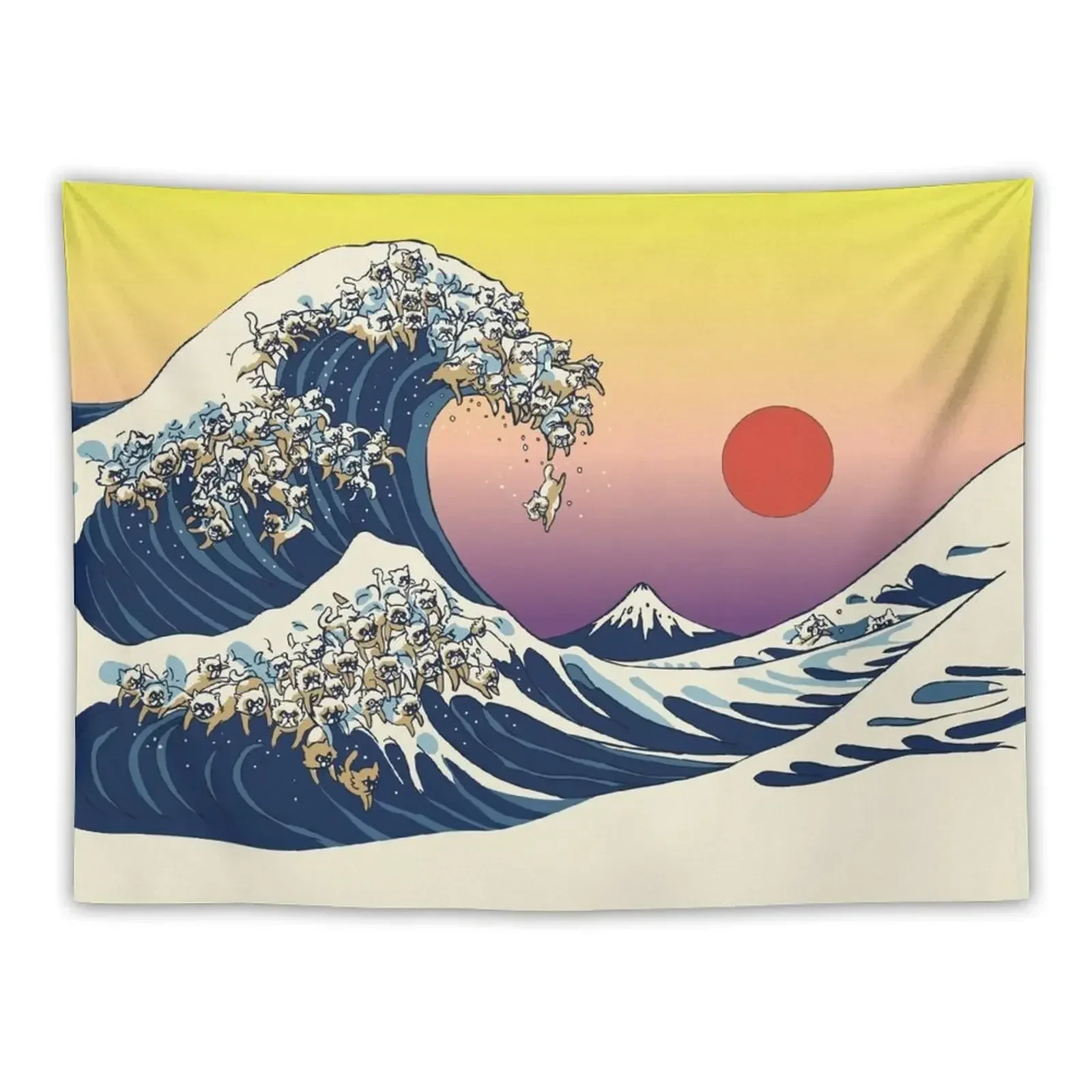 The Great Wave of Cat Tapestry Decorative Wall Mural For Bedroom Tapestry