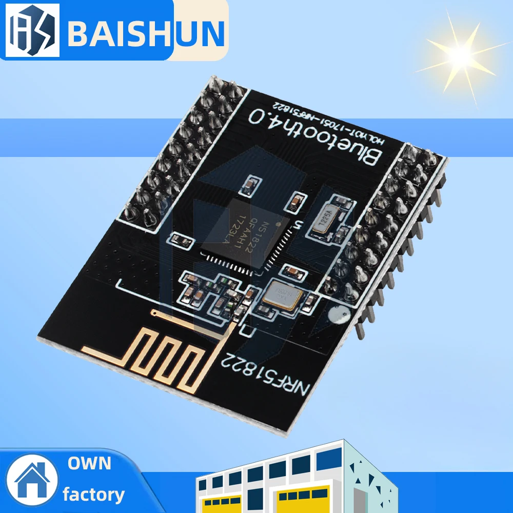 NRF51822 Модуль беспроводной связи 2,4G — Bluetooth/Zigbee/DMX512, совместимый с беспроводными приложениями NRF51822 Модуль беспроводной связи 2,4G — Bluetooth/Zigbee/DMX512, совместимый с беспроводными приложениями