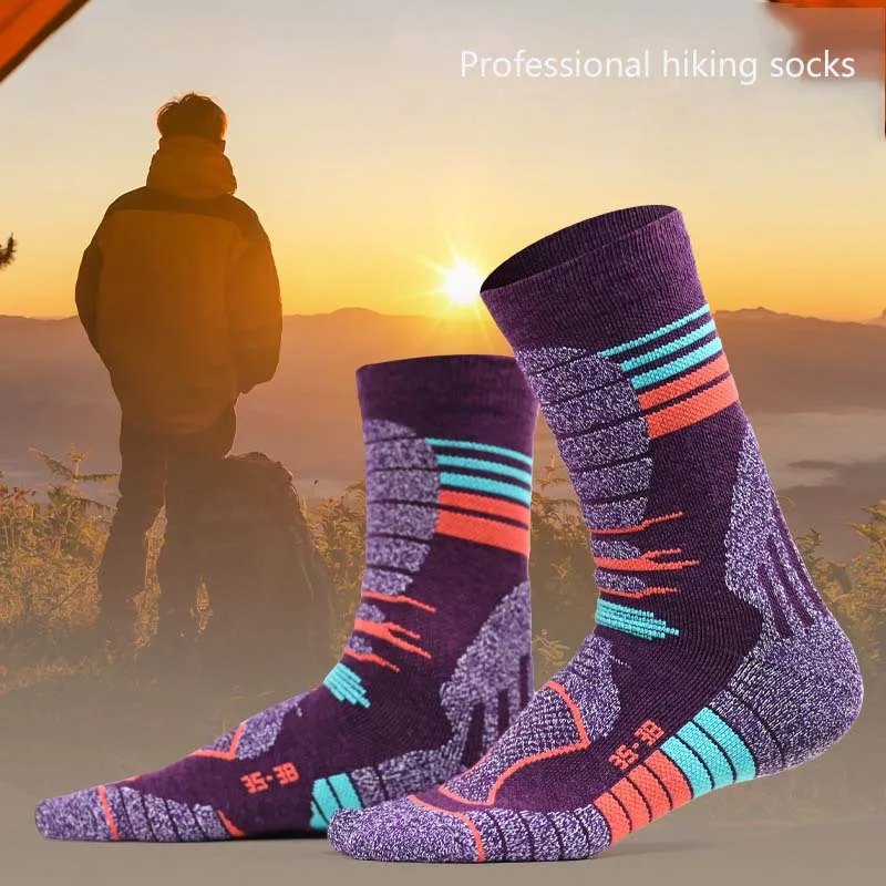 30% Merino Wool Hiking Socks for Men Women Autumn Winter Warm Hiking Trekking Skiing hunting Fishing Seamless Outdoor Sports