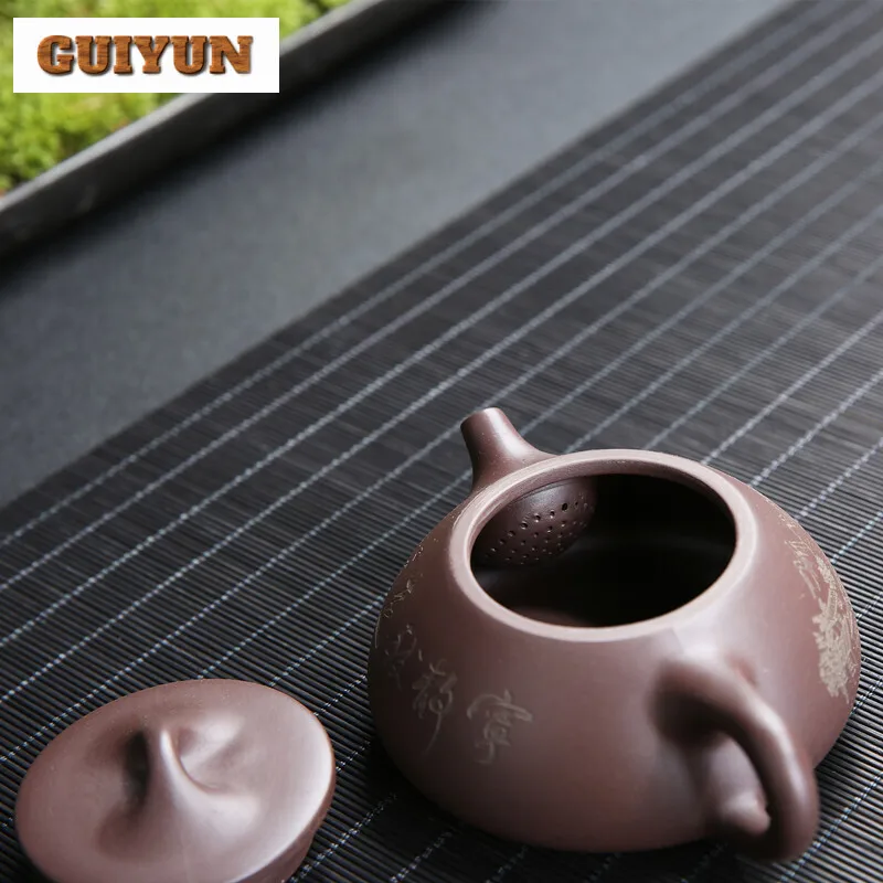 165ml Classic Yixing Purple Clay Teapot Handmade Zhu Mud Stone Scoop Kettle Ball Hole Filter Tea Infuser Chinese Zisha Tea Sets