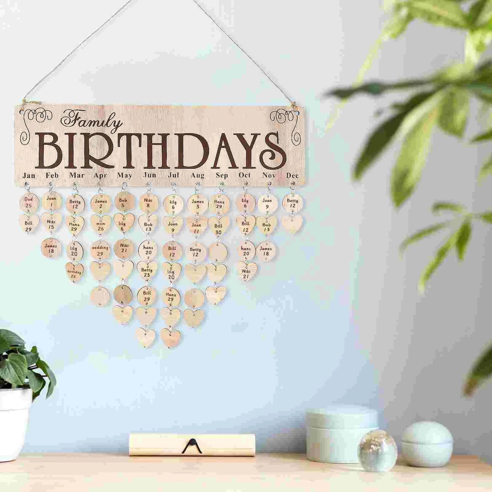 

Opening Calendar Wooden Calander Plaque Birthday Reminder Wall Hanging Signs Decorations Cartoon New Year Perpetual