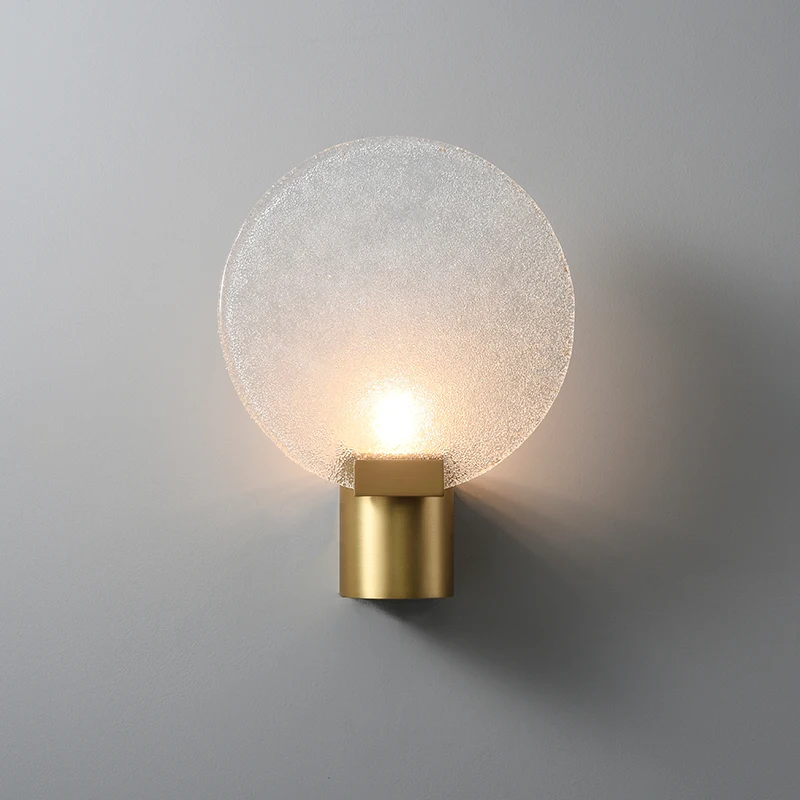 Postmodern Brass Material Wall Lamp For Living Room Background For Bedroom American Style Corridor Aisle Bedside Round LED Light