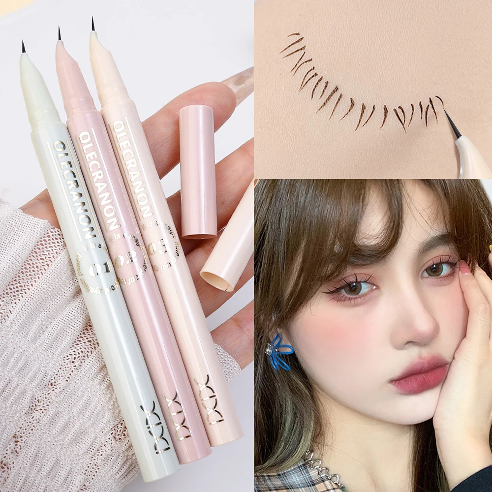 Ultra-Dunne Eyeliner Pen Waterdichte Controle Inkt Focus Gebogen Tip 18 ° Eyeliner Niet Vegen Eyeliner Lagere Wimper Potlood Make-Up