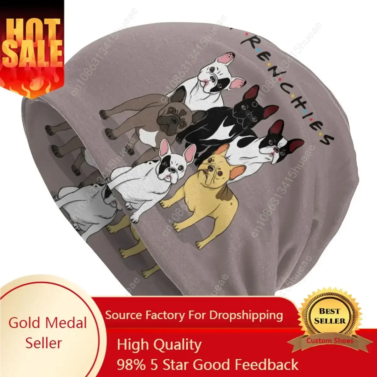 مضحك الفرنسية الفرنسية البلدغ الهيب هوب Skullies Beanies النساء الرجال الشتاء مترهل قبعة صغيرة الكلب الحيوان متماسكة بونيه قبعة للتزلج