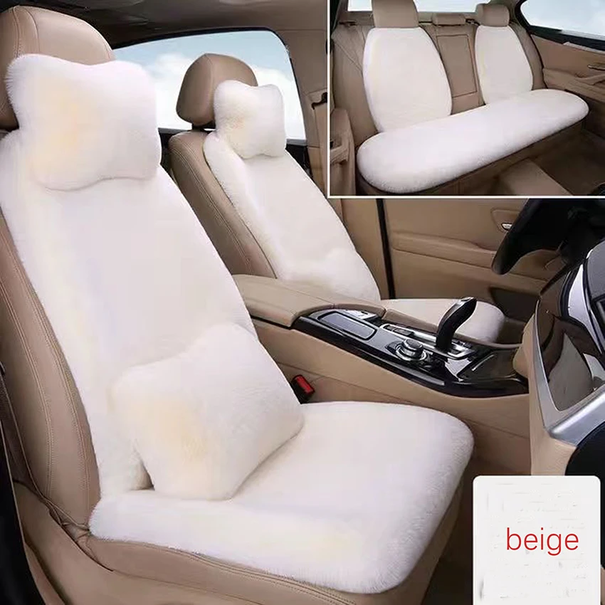 

Soft faux Sheepskin Car Seat Covers Imitation rabbit Seat Cove For Cars Car Accessories Auto Cushion Women