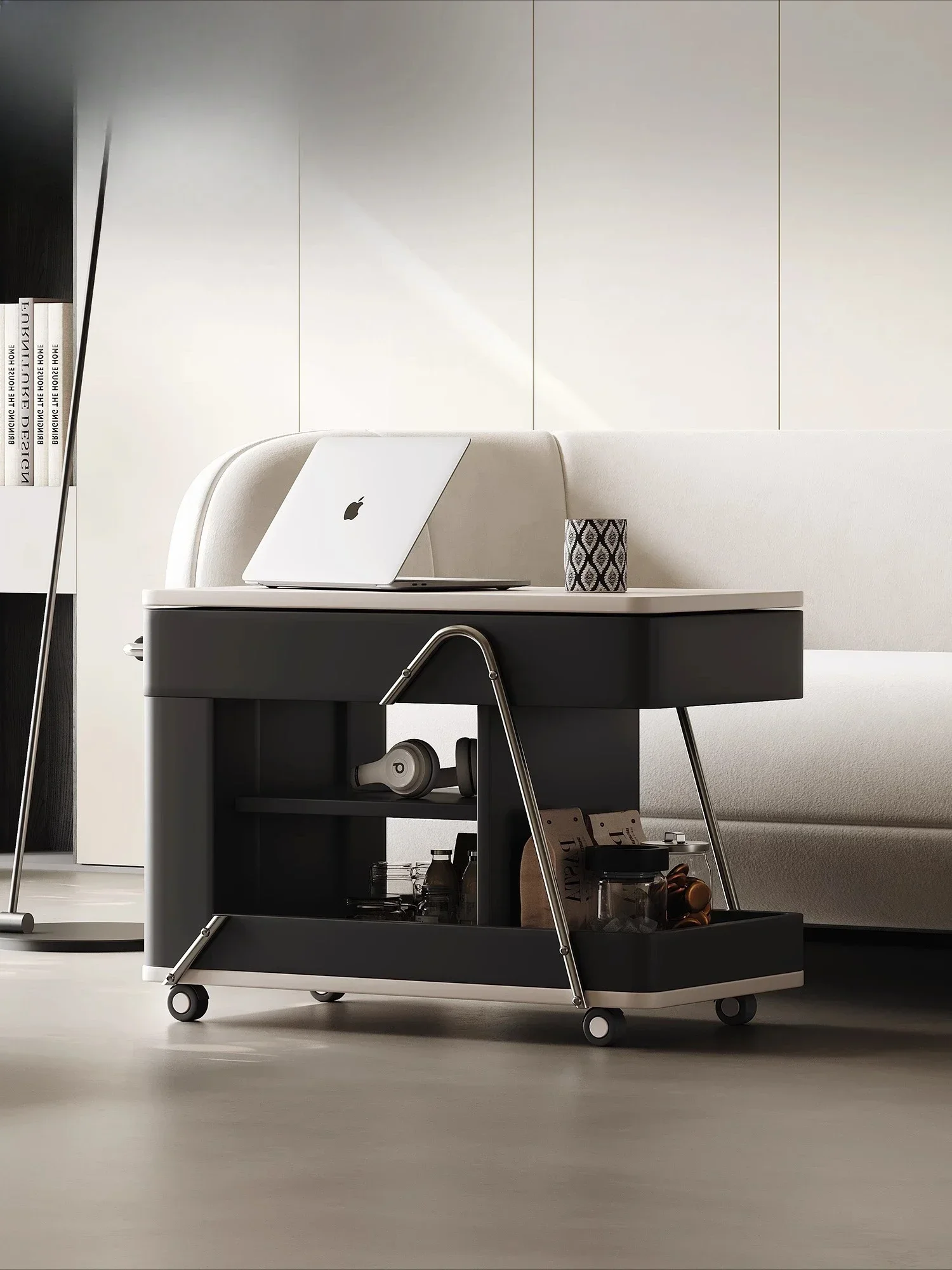 Modern simple movable lifting side few small apartment living room multi-functional trolley coffee table