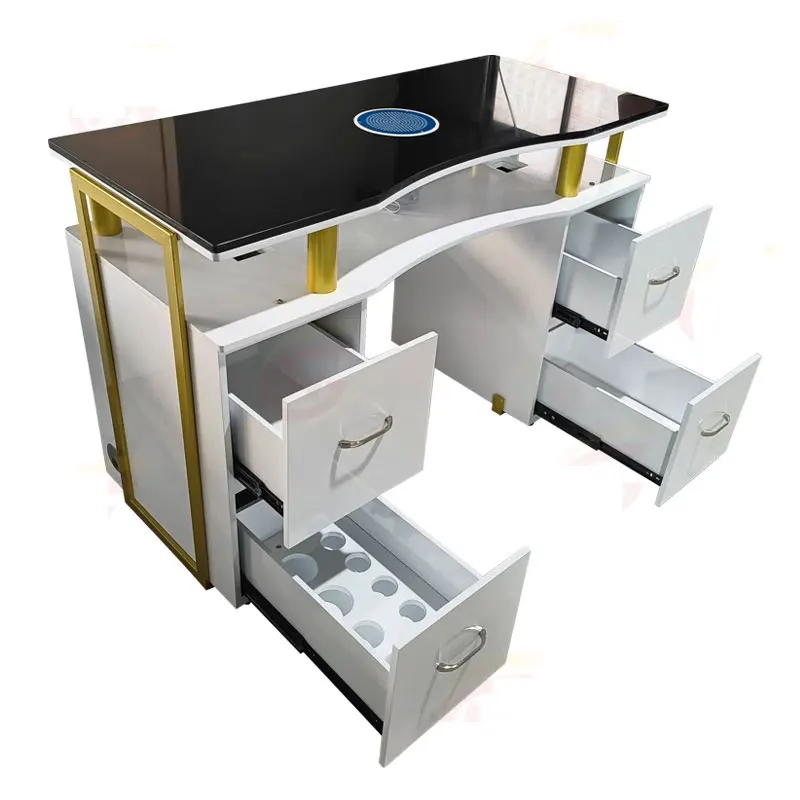 

Professional Modern Luxury Nail Tables for Nail Technicians Bedroom Suitable with Drawers for Beauty Salons and Nail Shops