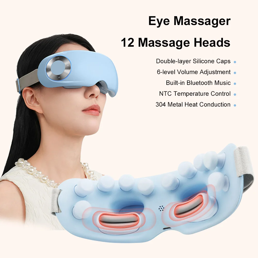 

Eye Massager with Heat Vibration Relieve Fatigue Improve Sleep Smart Eye Mask Wireless Connection Music Eye Relaxation Nursing