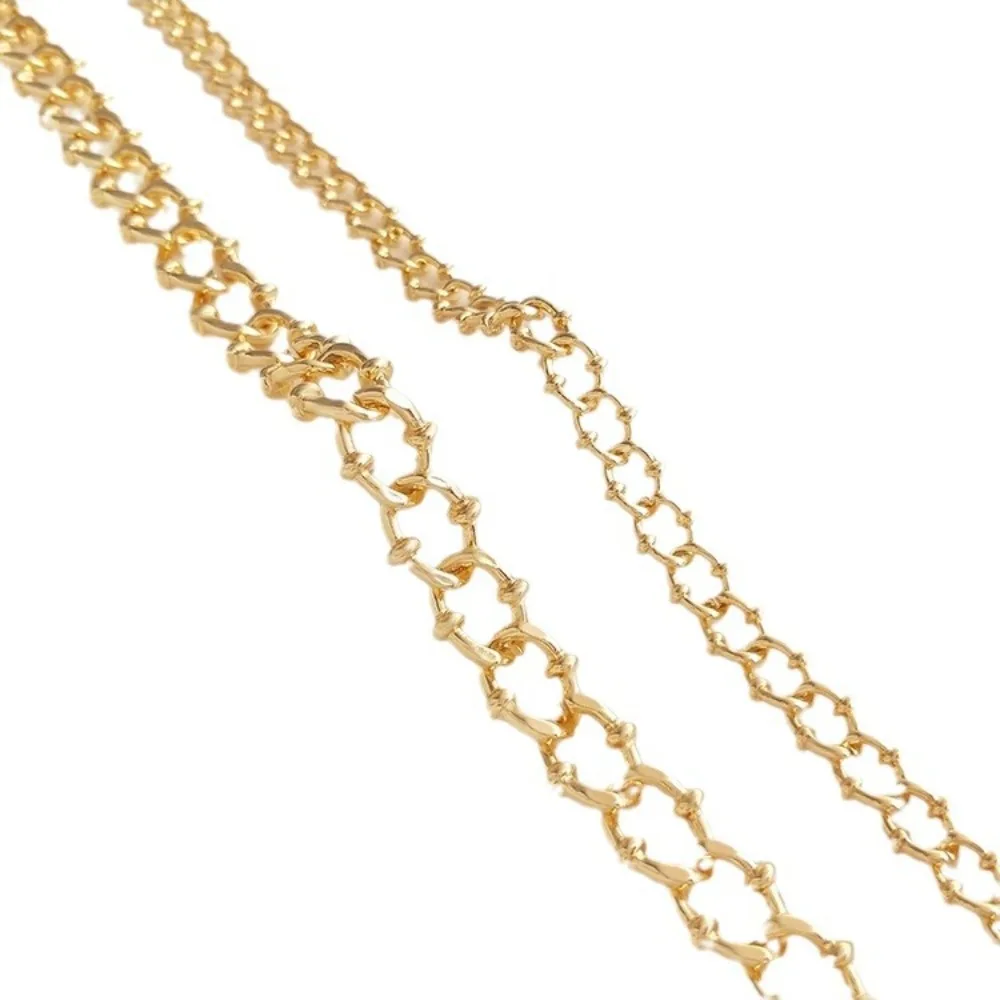 14K الذهب اللون جديد QQ سلسلة الأوروبية والأمريكية الرجعية الخام خام سلسلة سوار ذاتي الصنع قلادة مجوهرات اليدوية سلسلة فضفاضة