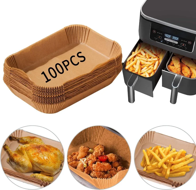 

Rectangle Disposable Airfryer Baking Paper Liner Waterproof Oilproof Non-Stick Baking Mat for Ninja Foodi Air Fryer Accessories