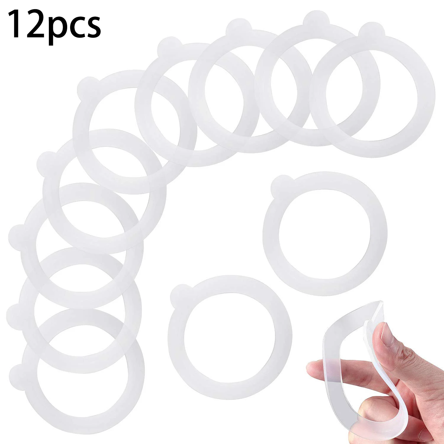 Leakproof Airtight Silicone Sealing Rings,for Glass Clip Top Jars 0.35/ 0.5/ 1/ 1.5/ 2 Liter(Translucent,12Pcs,3.75Inch)