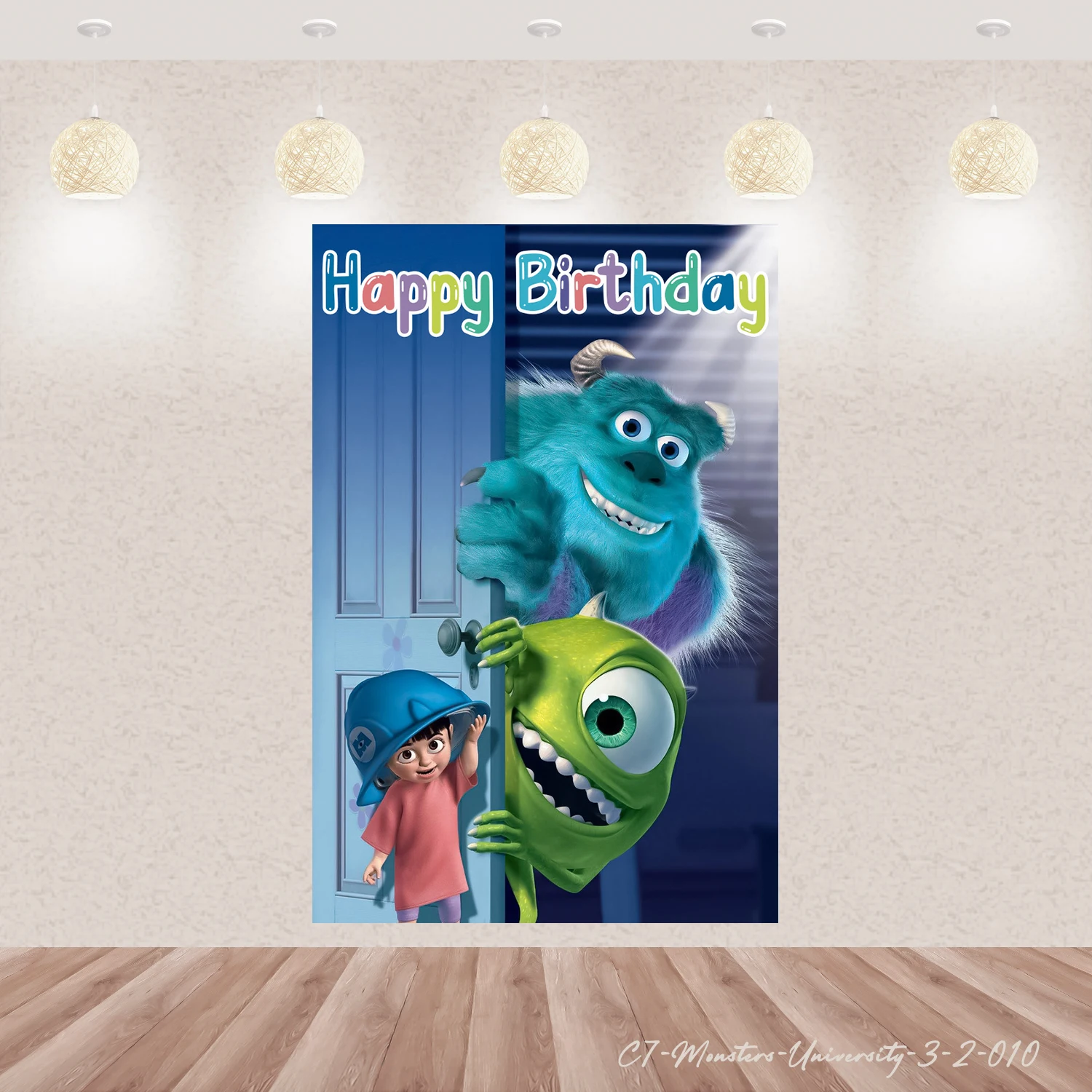 Monsters, Inc. Tema Universitas selamat ulang tahun pesta vinil latar belakang perlengkapan dekorasi ruangan fotografi Baby Shower Poster foto