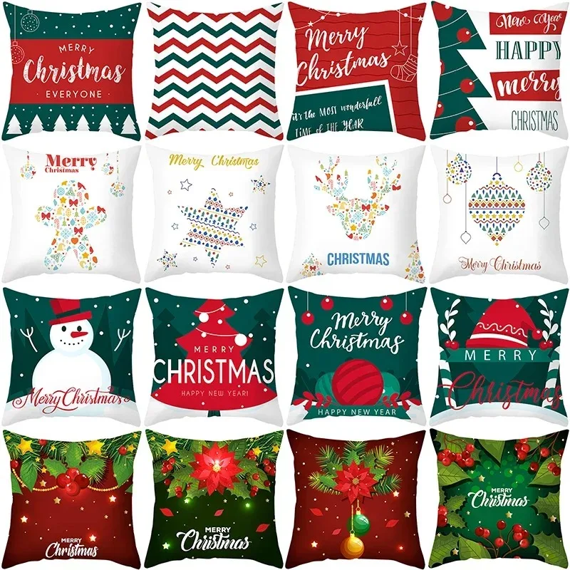 Cartoon Elk Snowball Color Ginger Gingerman Christmas Hat Christmas Hat Christmas Pillow Set Sofa restaurant Pillow Pillow