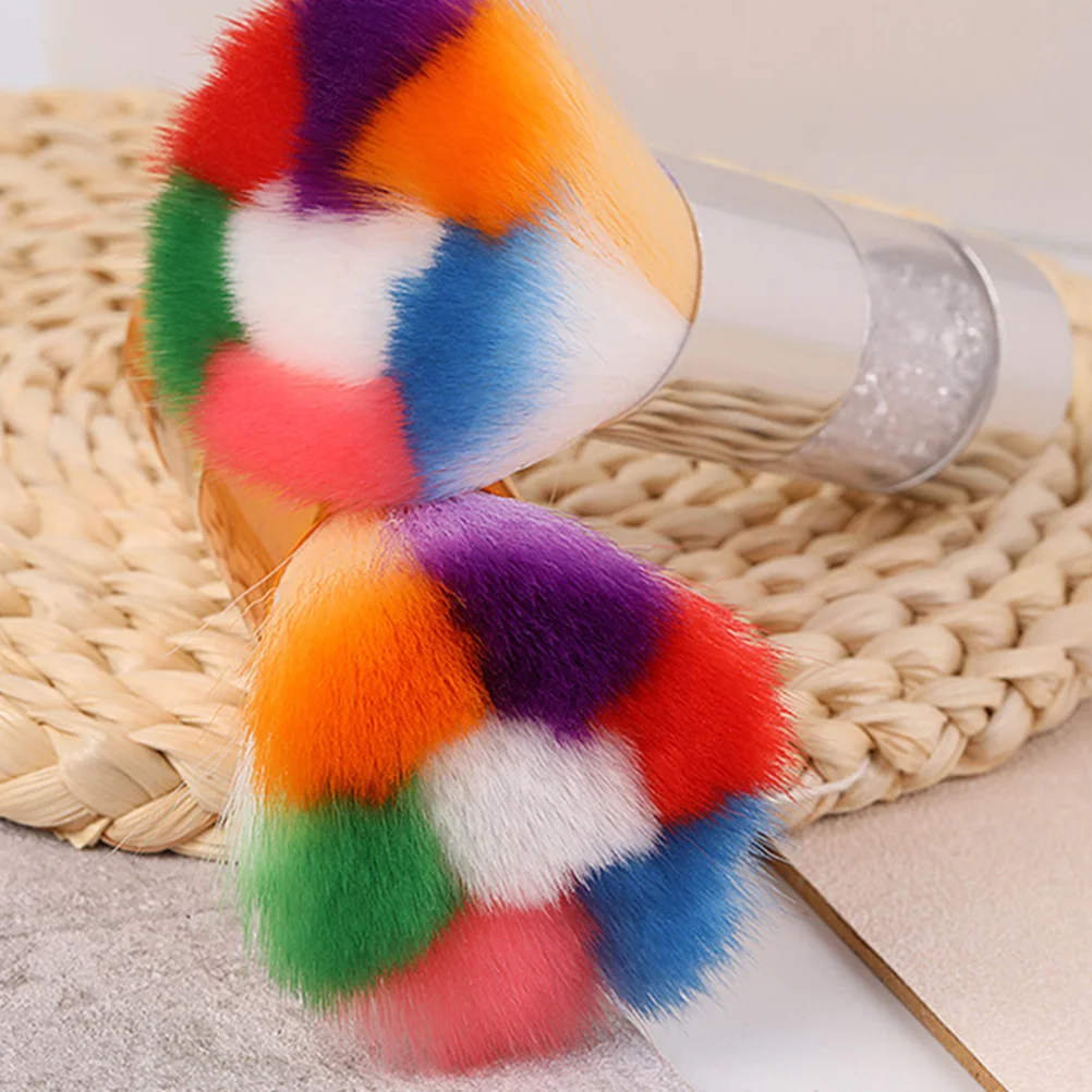

2 pcs Nail Dust Brush Colored H Soft Bristles Cleaning Loose Powder Makeup Blush Brushes Safe Materials Women Gift