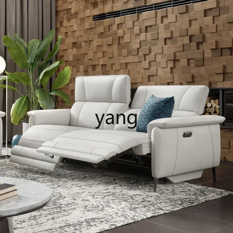 LTT Italian light luxury minimalist leather sofa first layer cowhide electric simple modern living room combination