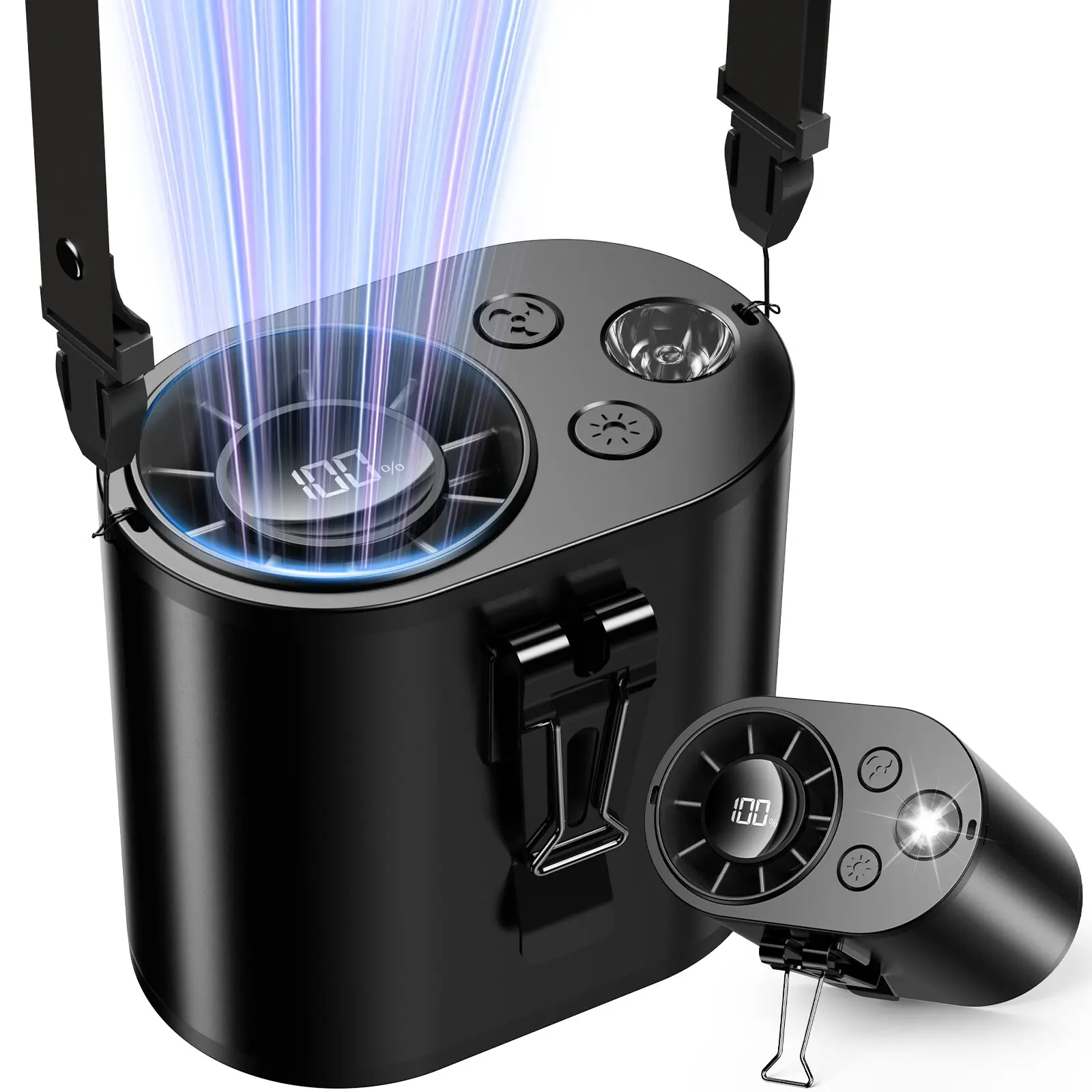 coldSky Tragbarer Taillenventilator, verbesserter persönlicher Ventilator mit 10 Geschwindigkeiten, 20.000 mAh, wiederaufladbare Schreibtischventilatoren mit LED-Anzeige für den Jobplatz im Freien