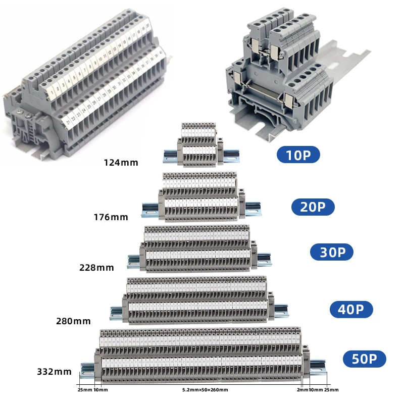 UKK3 Dual Layer DIN Rail Screw Clamp Terminal Blocks