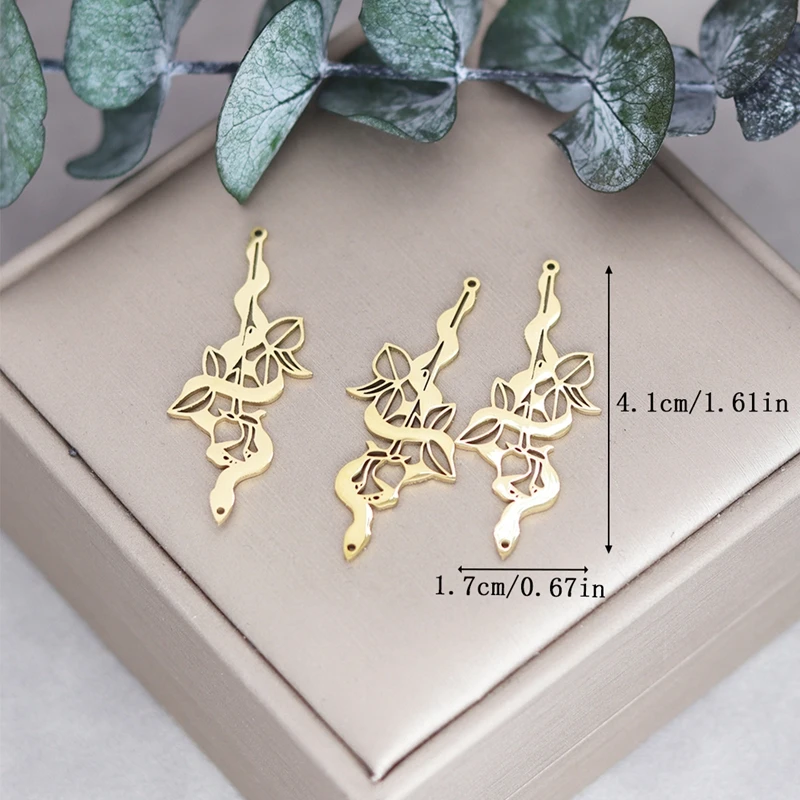 3pcs Stainless Steel Snake Charms Pendant For Jewelry DIY Making Bracelet Necklace Earrings Keychain Bag Clothing Charms image 2