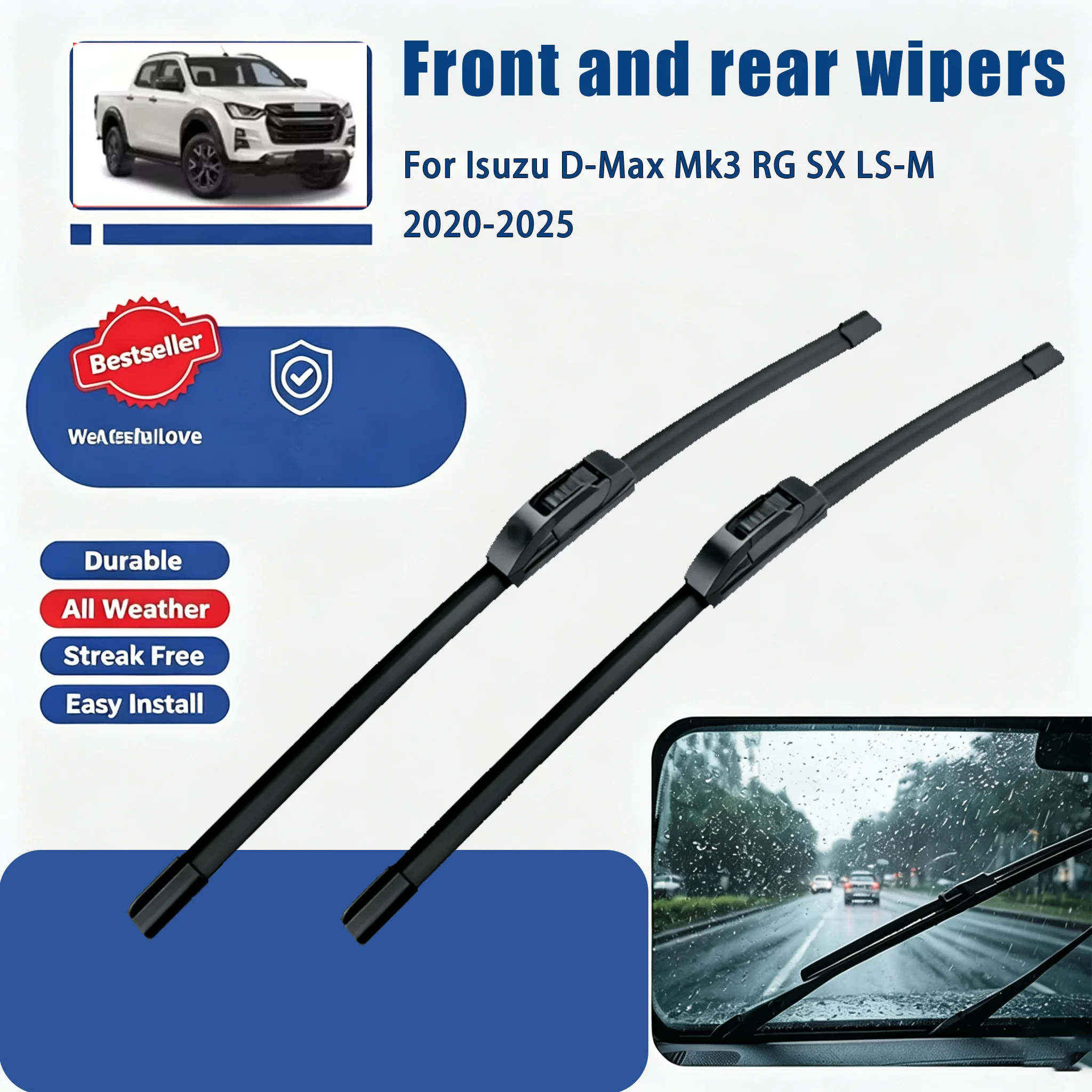 For Isuzu D-Max Mk3 RG SX LS-M 2020-2025 Front Wiper Blades 2PCS