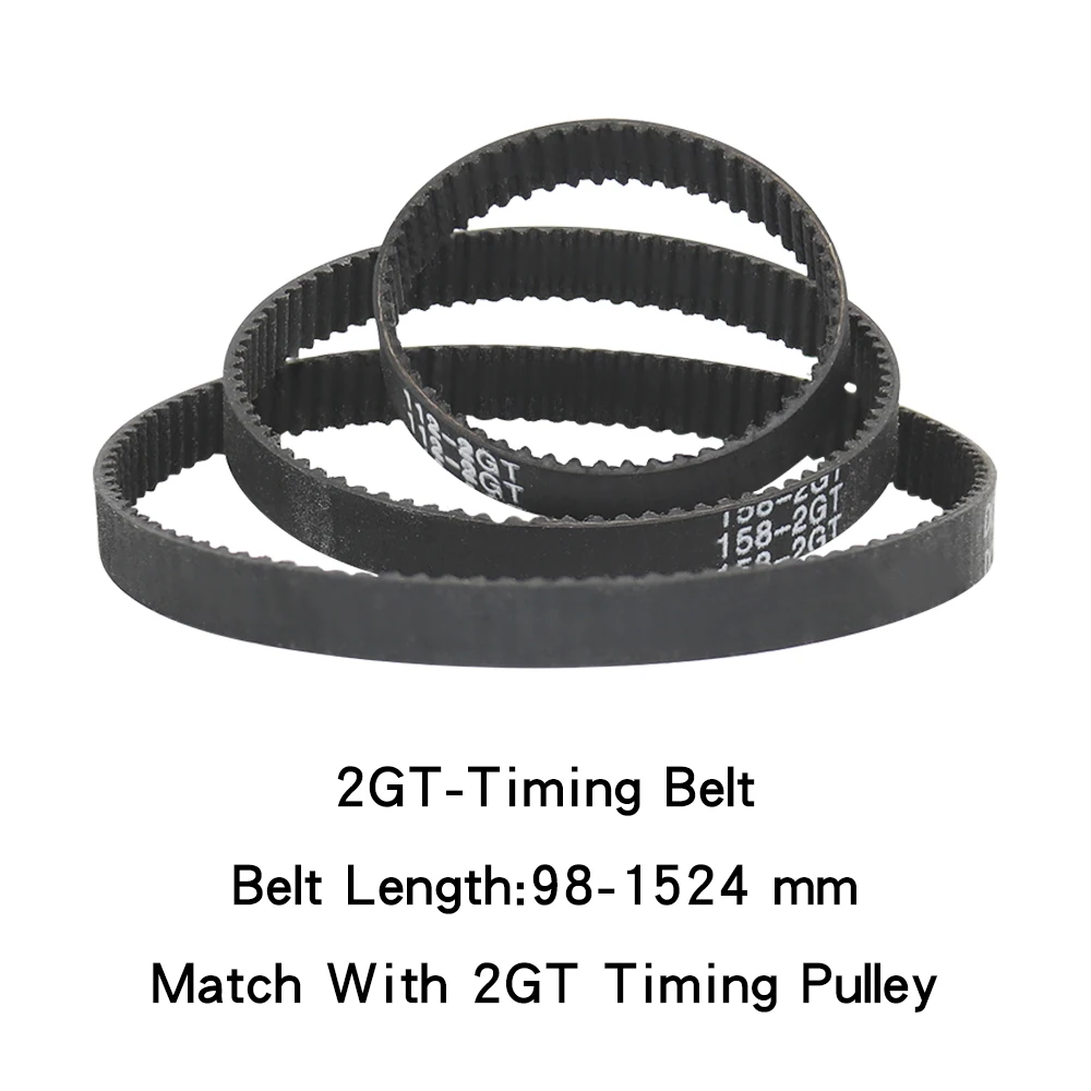 2GT Timing Belt Width 6/10 mm Rubber Synchronous Belt Perimeter 134/136/140/146/150/154/158/160/172/180 mm For 3D Printer Parts