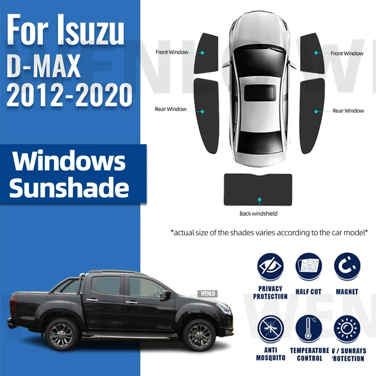 For Isuzu D-MAX 2012-2018 2019 2020 Car Sunshade Visor Front Windshield Frame Curtain Rear Baby Side Window Sun Shade Shield