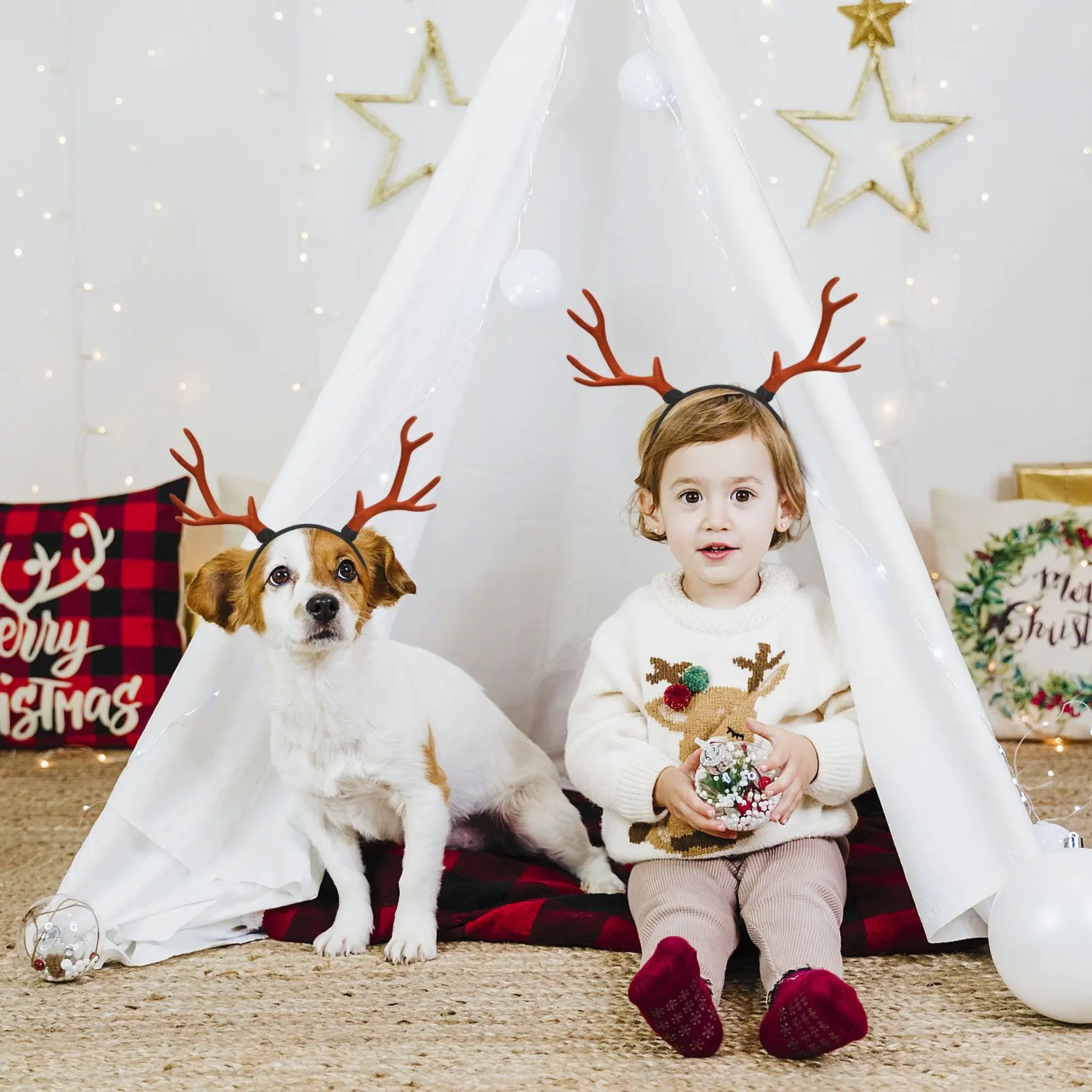 Antler Christmas Ornament Headband Lovely Xmas Deer Branch Christmas Ornament Headband Multipurpose Funny Xmas Antler Headwear