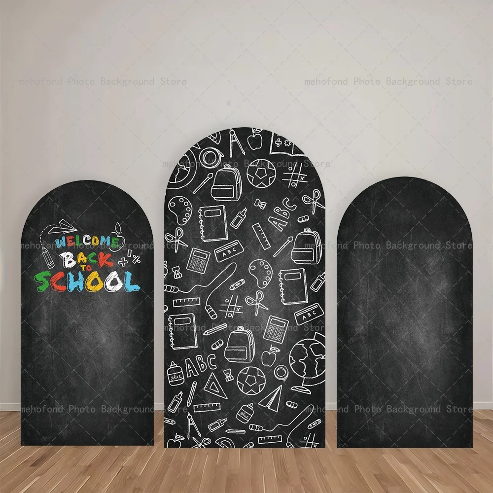 Mehofond Arch Backdrop Back To School Simple Blackboard Learning Supplies With Rich And Lively Elements Decor Studio Background