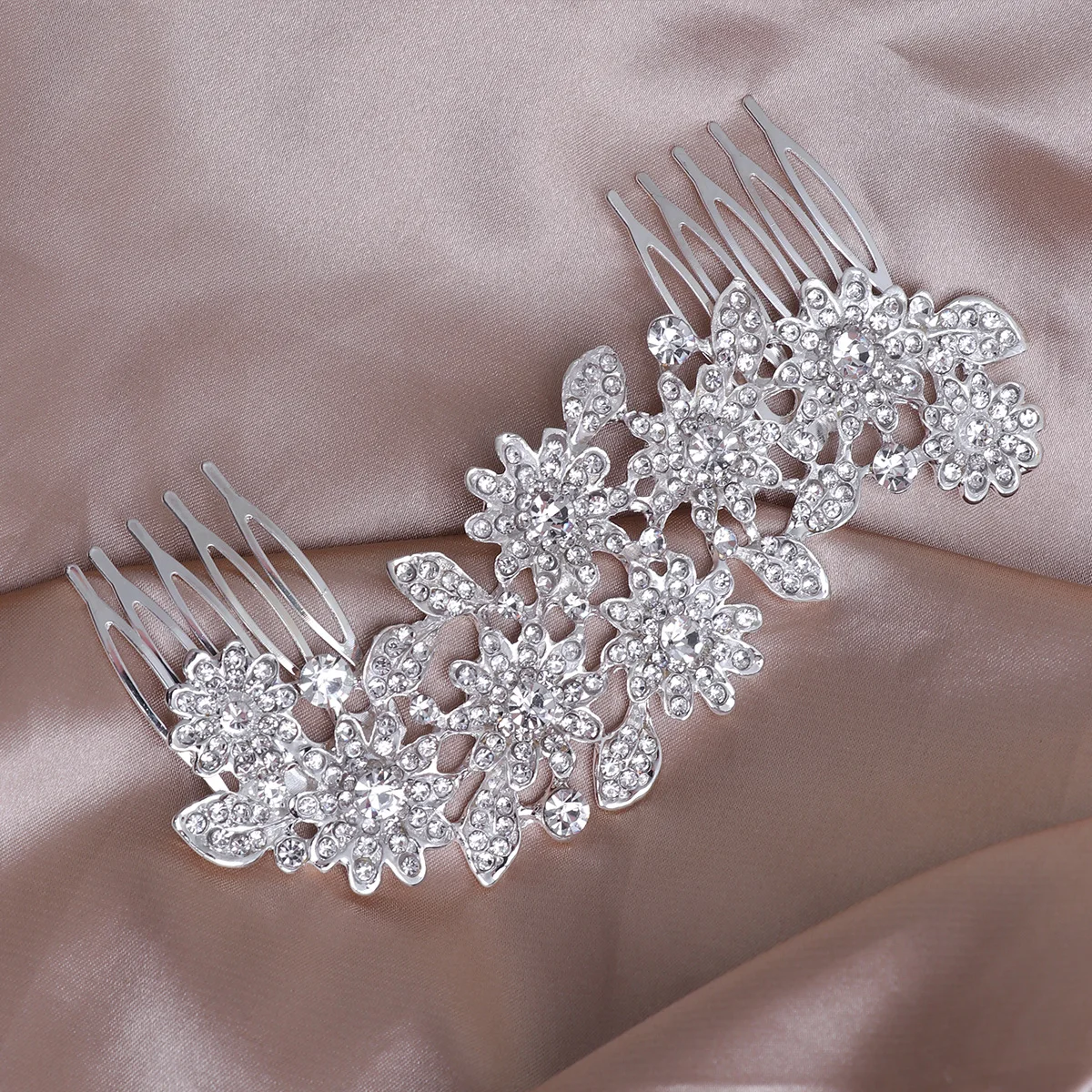 

Silver 11.8*6Cm Flower Rhinestone Hair Comb Alloy Bridal Wedding Party Women Crystal Elegant Prom Hair Pin Clip