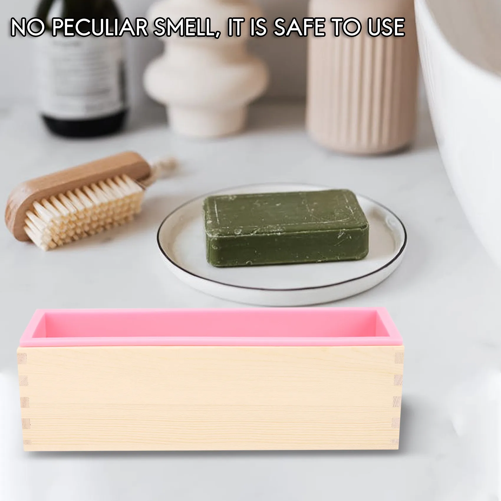 Kotak cetakan sabun kayu Diy 1200G, alat pembuat cetakan sabun roti persegi panjang Liner silikon