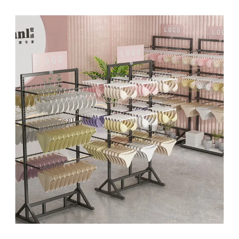 custom，Professional Manufacture Underwear Store Gold Shelf Underwear Retail Display Racks Gold