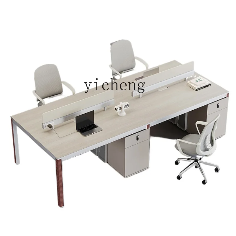 

ZK Office Table and Chair Combination Simple Modern Office Staff Table Staff Position Four-Seat Computer Table and Chair