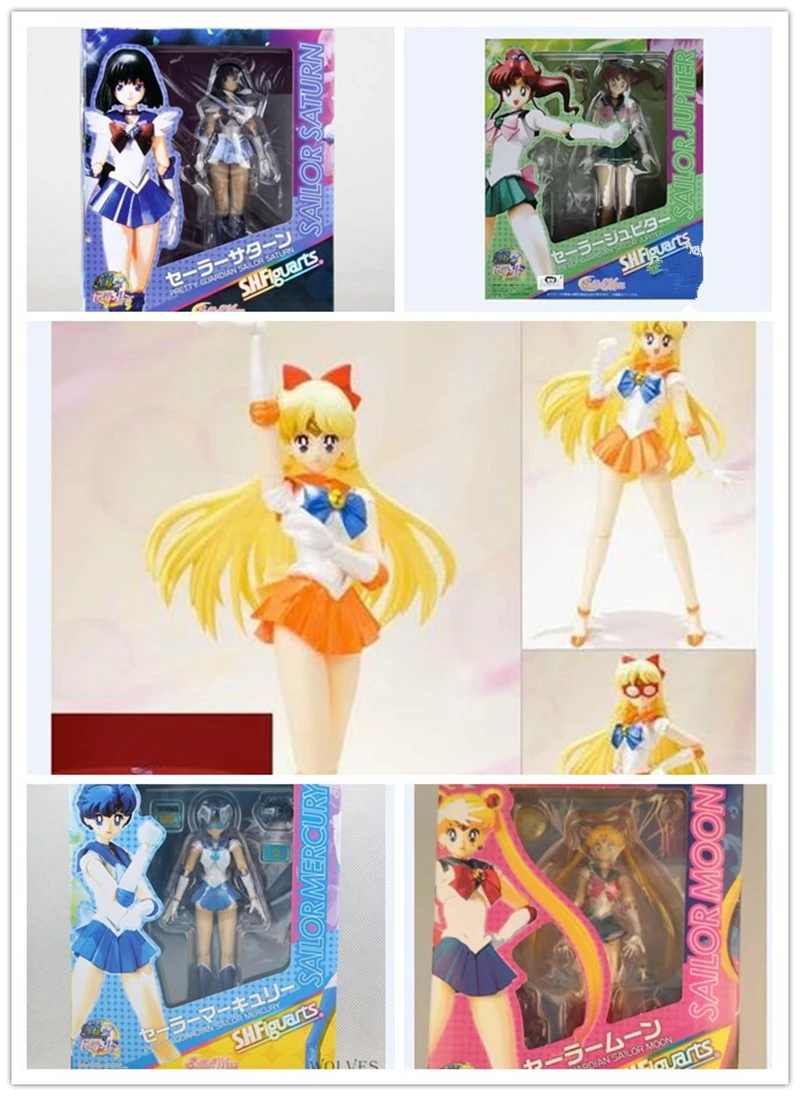 Anime Pretty Guardian Sailor Moon Tsukino Usagi Sailor Mercury Venus Jupiter Saturn PVC Action Figure Model Toys Birthday Gift