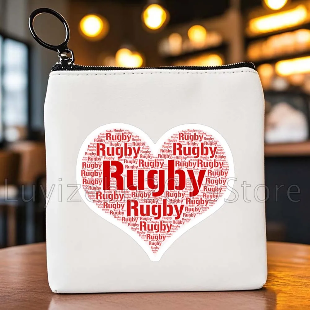 Забавный регби для девочек, спортивный игрок, подарки для влюбленных, холст, кошелек для монет, губная помада, квадратная сумка для хранения ключей, сумка на молнии, портативный кошелек