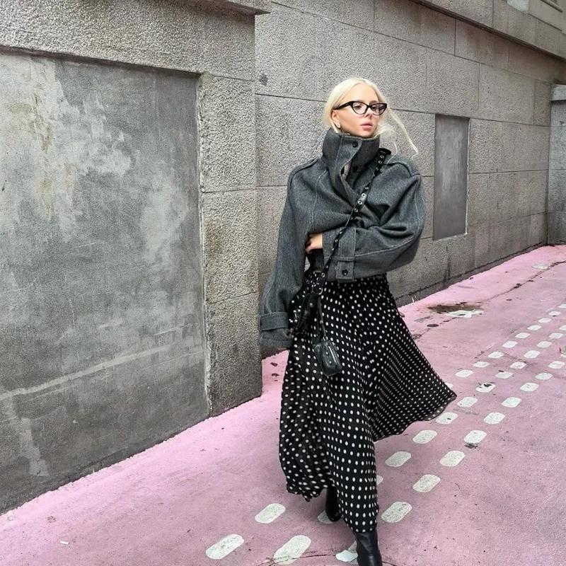 2025 NEW Autumn Fashion Casual Solid Loose Jackets Women Full Sleeve Single Breasted Stand Collar Short Coats Lady Outwears