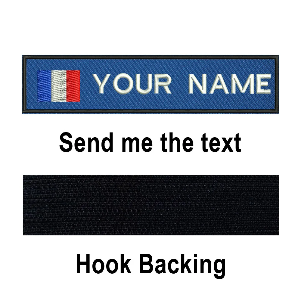 شخصية فرنسا العلم 10X2.5cm التطريز اسم مخصص النص التصحيح المشارب شارة الحديد على أو خياطة على أو هوك دعم بقع