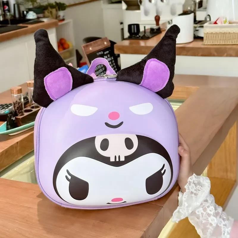 

Sanrio Anime Kuromi Childrens Hard Shell Backpack Water Proof Large Capacity Multifunctional Outdoor Portable Peripherals Gift