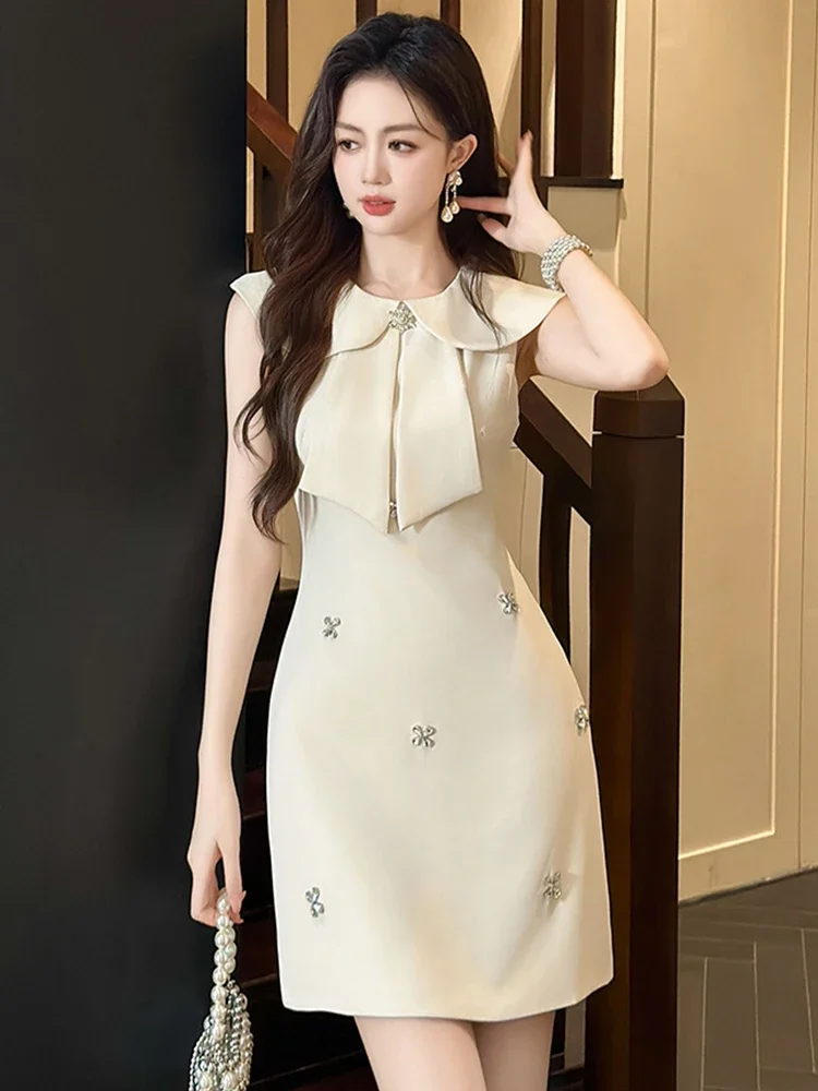 แฟชั่นฤดูร้อนเลดี้หวานชุดราตรีเสื้อผ้าผู้หญิงหรูหราแขนกุด Slim A-Line สั้นพรรคพรหม Vestidos