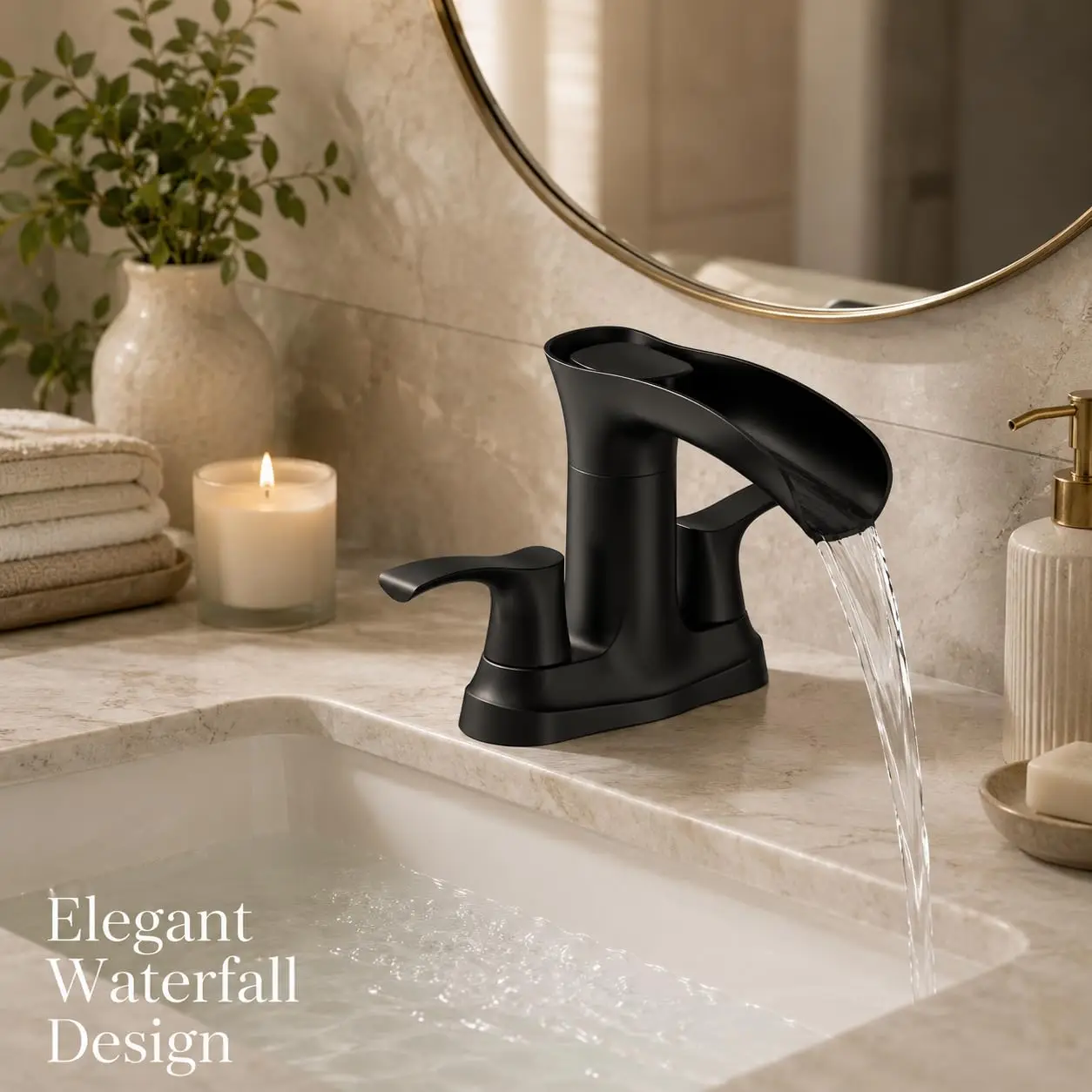 HiMISS Modern Waterfall Bathroom Faucet image 5