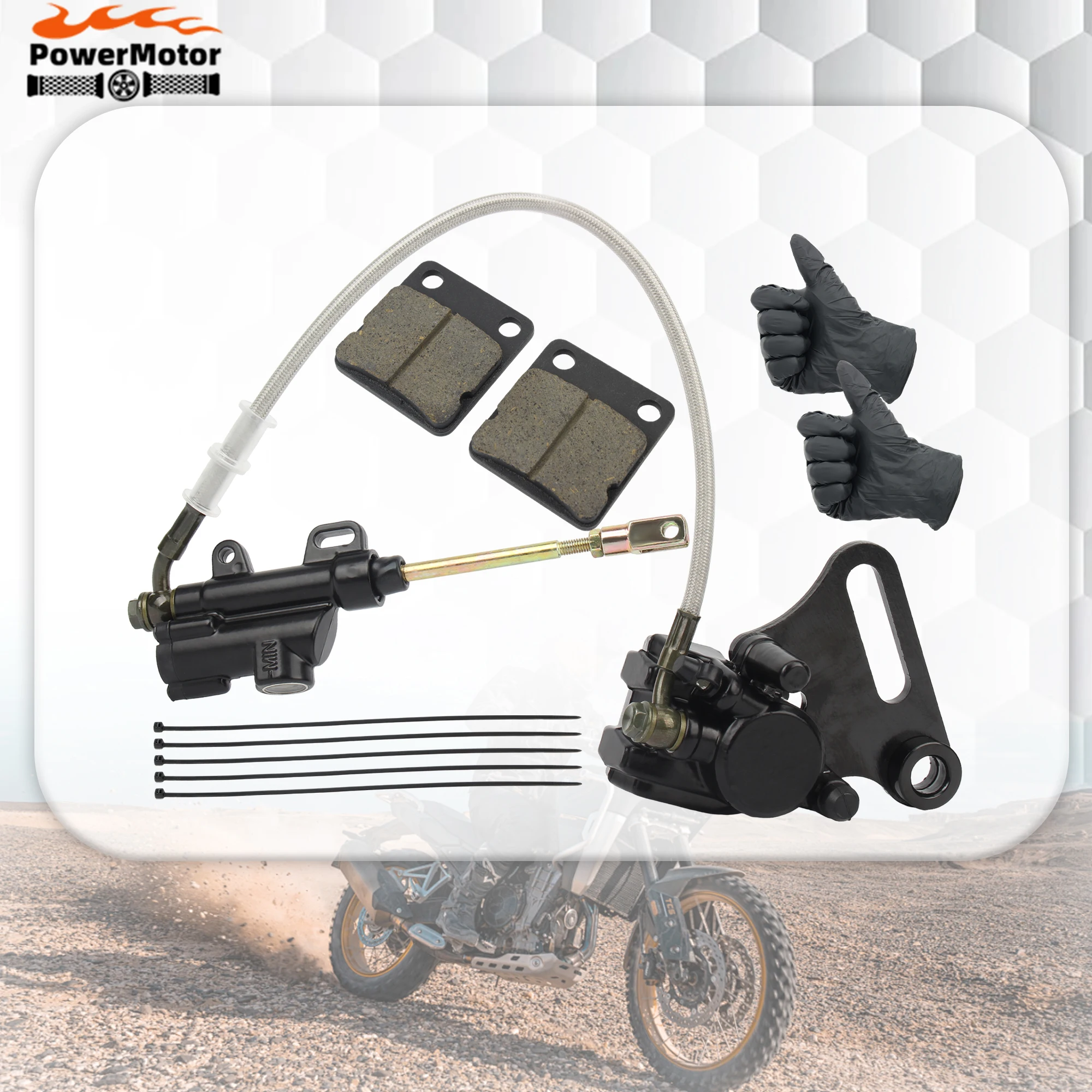 

Motorcycle 15MM Hydraulic Rear Disc Brake Caliper With Master Cylinder and Brake Pads Set For 50cc 70cc 110cc 125cc 140cc Parts