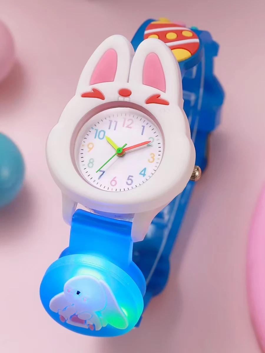 ساعة أرنب كرتونية لطيفة، ساعة كوارتز بأضواء باردة، مناسبة لهدايا عيد الهالوين