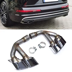 304 Stainless Steel Exhaust Tip For 2015-2019 Audi Q7 4M 2.0t 3.0t SQ7 Design Quad Square Tips Exhaust System Nozzle Muffler Tip