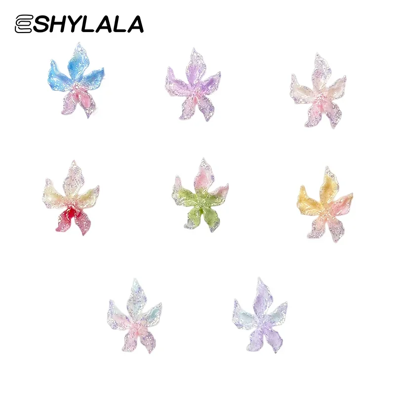 20 piezas mezcla de resina para decoración de uñas, pequeña flor colorida, diseño de encanto para uñas, dijes luminosos, diamantes de imitación, manualidades Diy para decoración 3d de uñas