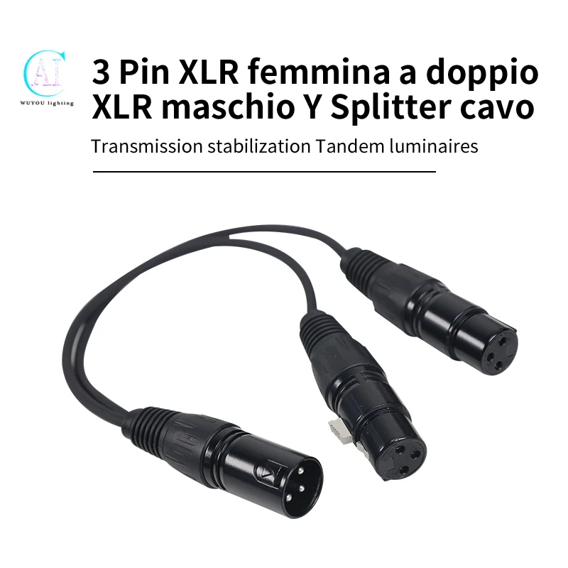 

35/60cm XLR Splitter Cable Male to Dual Female Y-Splitter 3pin Balanced Microphone Line Foil Shielded Braided Microphone
