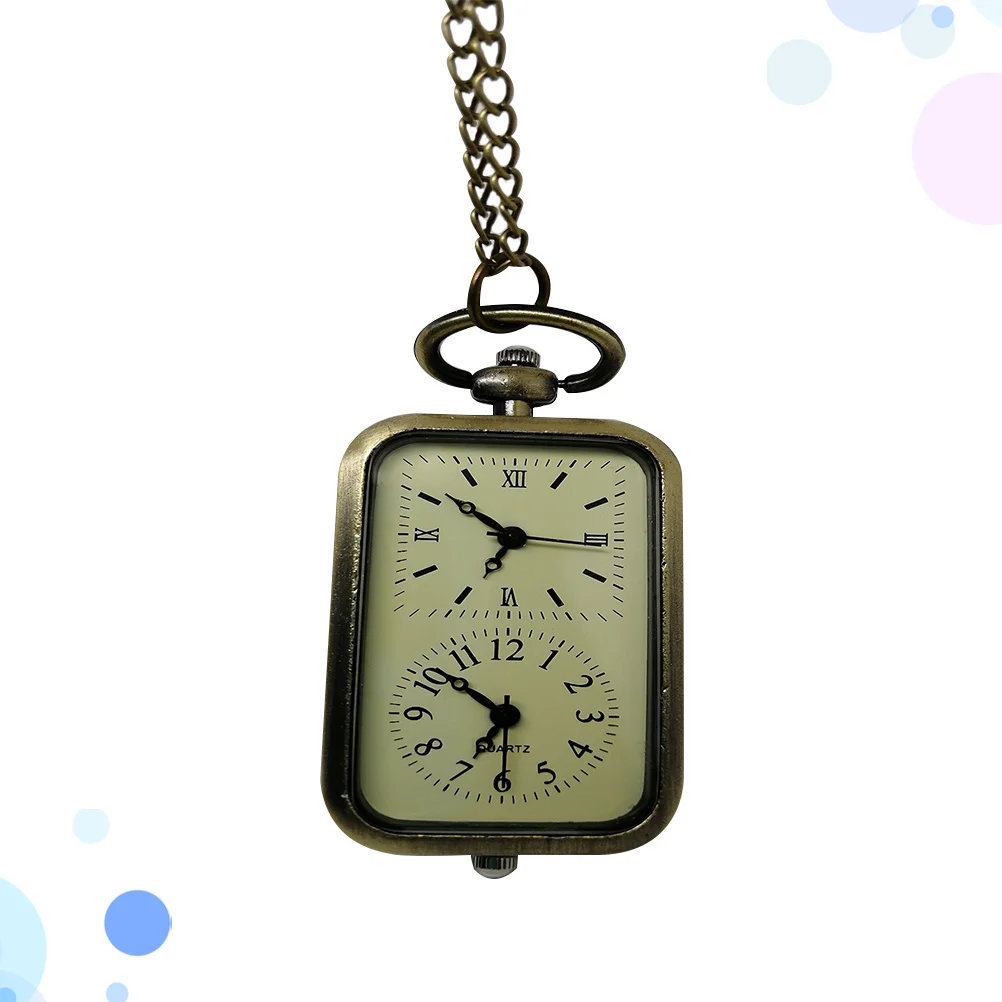 

1Pcs Vintage Pocket Watch Necklace Double Movement Retro Pendant Chain Elegant Gift for Men Women Chic Timekeeper