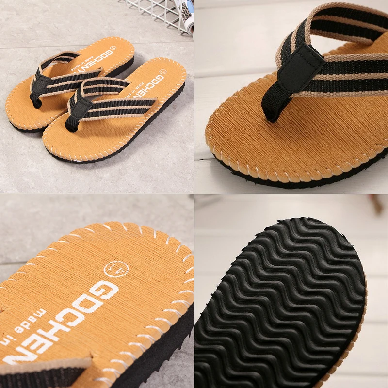 Homens Chinelos Fora Da Praia Plana Flip-flop 2023 Verão Casual Chinelos Indoor Casa Masculina Anti-slip Sapatos Tanga Sandálias Preto