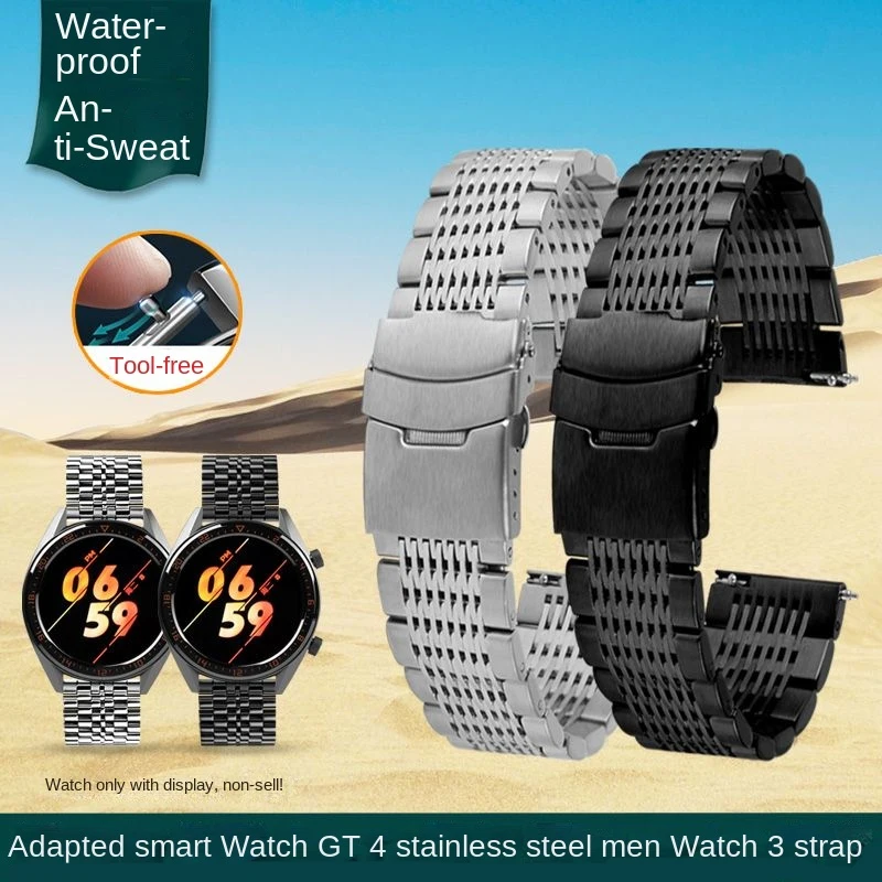 Für huawei gt4/3 präzisions stahl armband herren gt3 pro uhr 3pro 43mm 46mm edelstahl armband schnell verschluss uhr kette