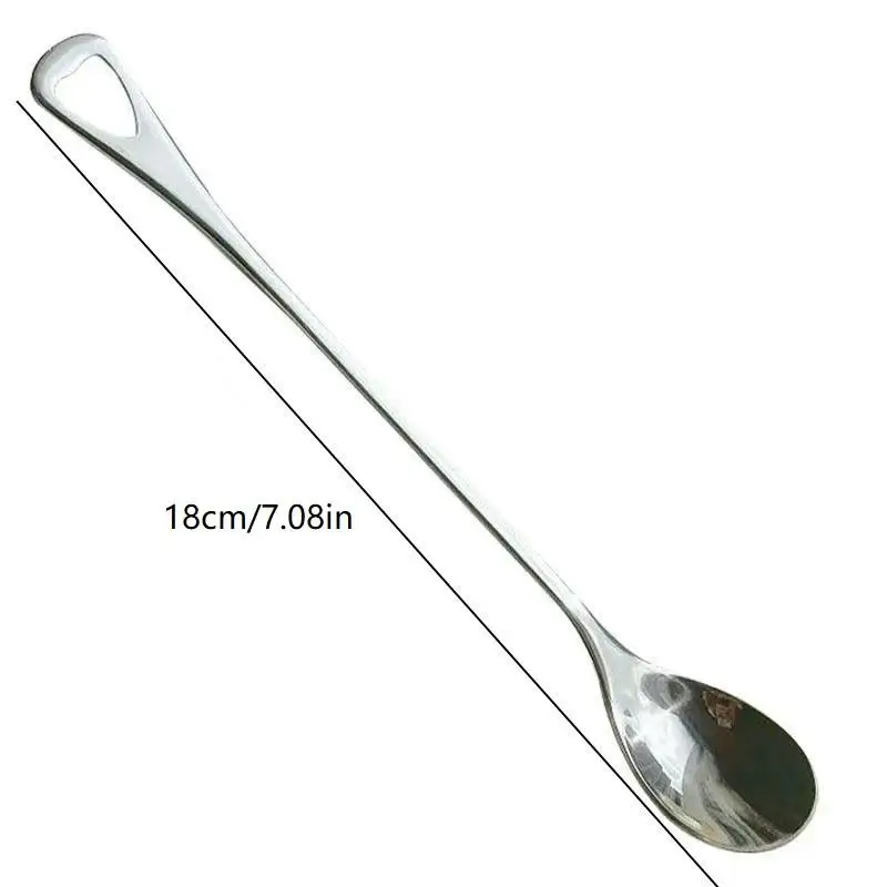 Imagen 7: Cuchara agitadora de café de acero inoxidable, mango largo, helado, postre, té, vajilla para Picnic, suministro de cocina, 2 uds.