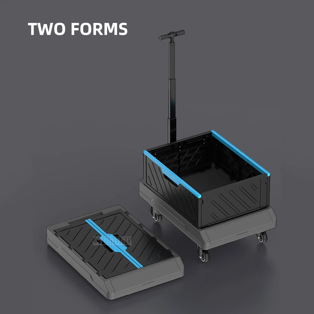 Carrito de mano para supermercado en casa, compras, camping, vehículo móvil portátil, carrito universal silencioso plegable, cama plana