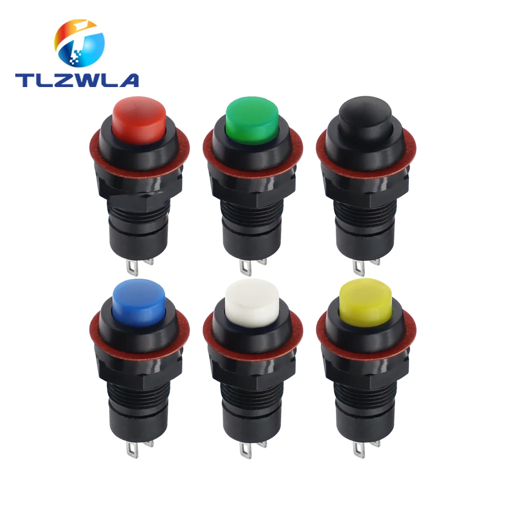 6PCS DS-213 10mm Round Miniature Push Button Switch DS-211 Momentary / Self Locking Round Button Switch Power Switch