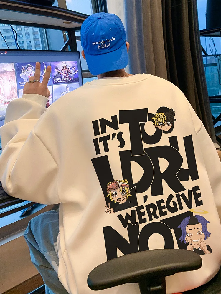 

Мужская толстовка с круглым вырезом для старшеклассников, весенне-осенняя, повседневная, плотная, молодежная, в стиле Гонконг, с принтом, из ткани с начесом.